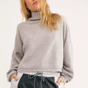 Free People So Low So High Gray Cropped Cashmere Sweater